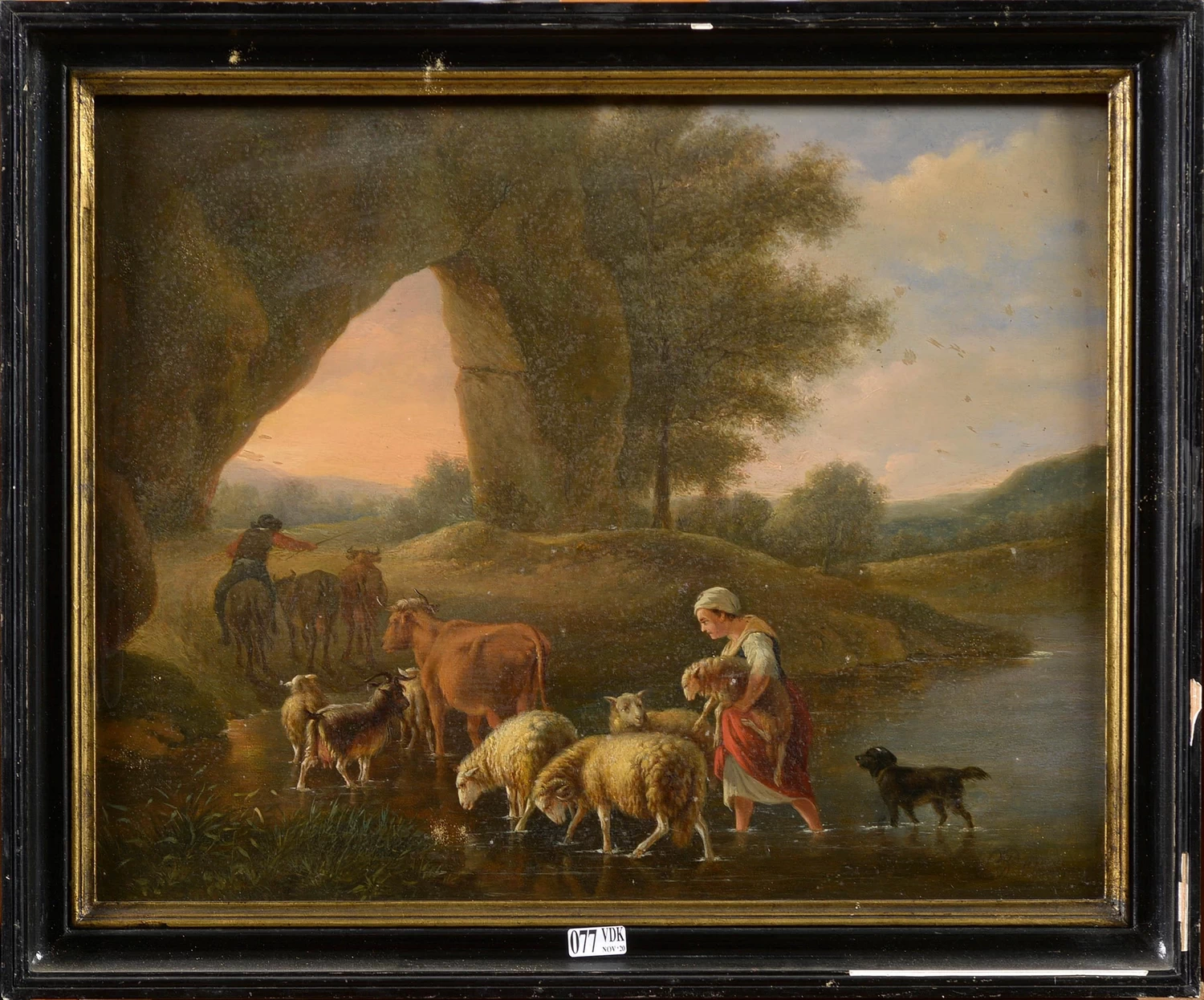 Balthasar Ommeganck - Coppia di pastori e il loro gregge attraversano il guado